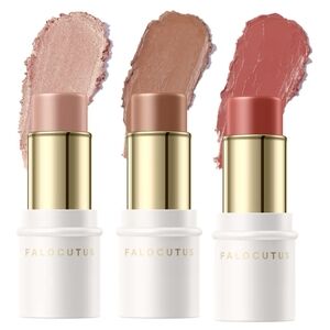 3 Pcs MEDIUM Contour Stick Set, Cream Blush & Highlighter Bronzer E-Medium